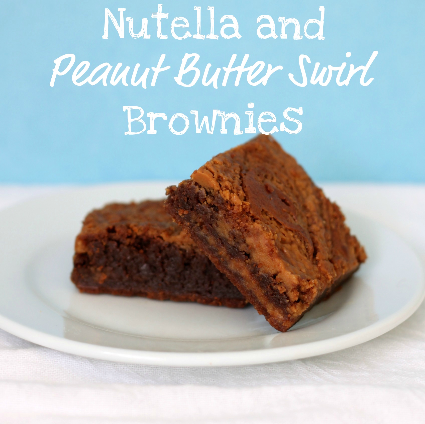 Nutella peanut butter brownies with text