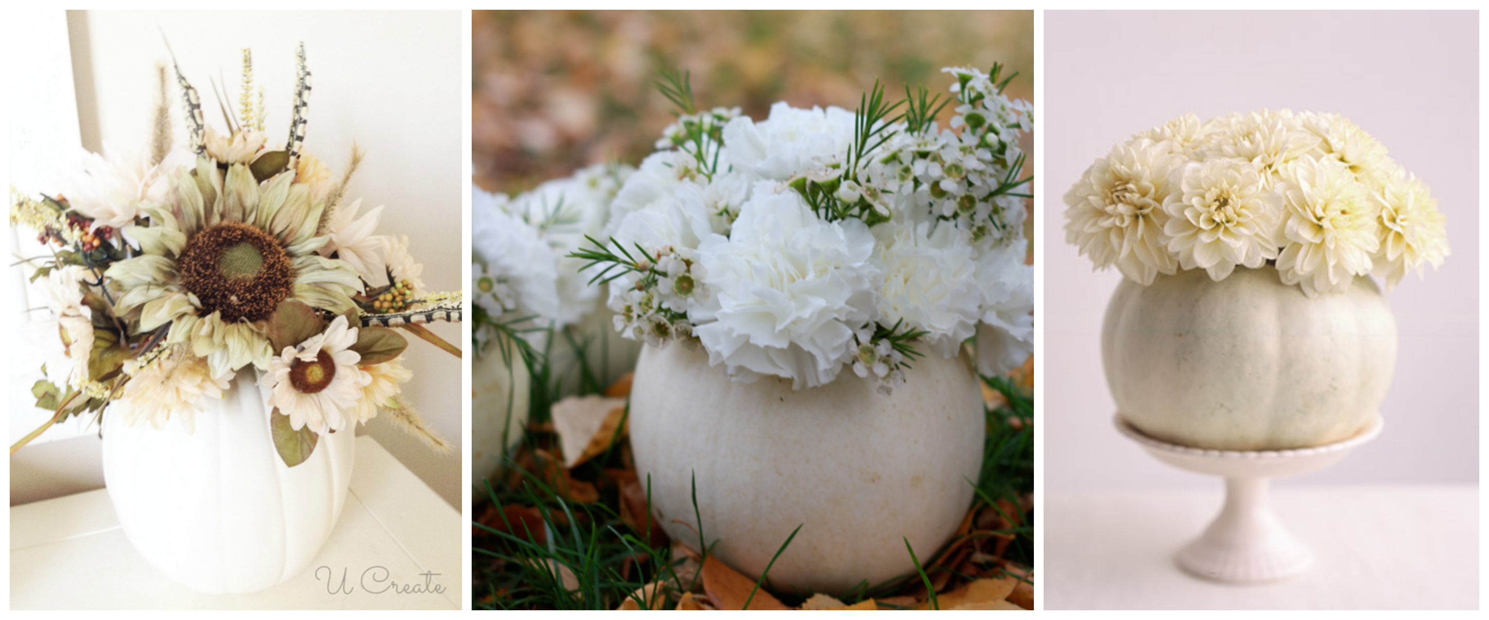 White pumpkin vases